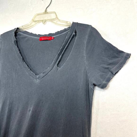 n:Philanthropy Small Gray Distressed Shirt Dress Ripped Morrison Knot Athleisure - Picture 3 of 14